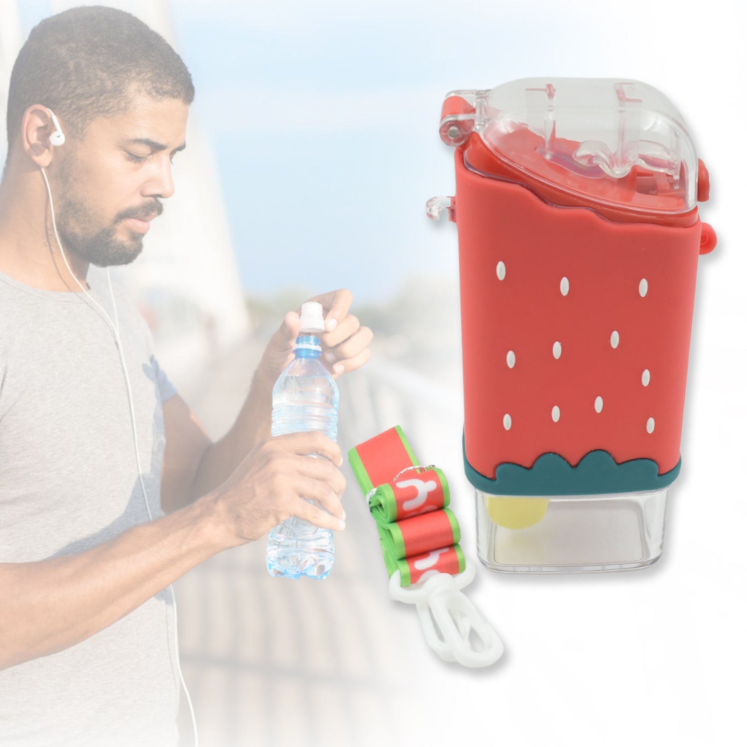 12555 Portable Cute Water Bottle for Kids, Unique Ice Cream Shape water cup, Popsicle Shaped Plastic Kettle with Straw, Adjustable Shoulder Strap, BPA free, Leakproof (300 ML) 12555 Portable Cute Water Bottle for Kids, Unique Ice Cream Shape water cup, Popsicle Shaped Plastic Kettle with Straw, Adjustable Shoulder Strap, BPA free, Leakproof (300 ML)